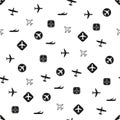 Plane pattern. Seamless airplane background with different types of planes. Vector illustration